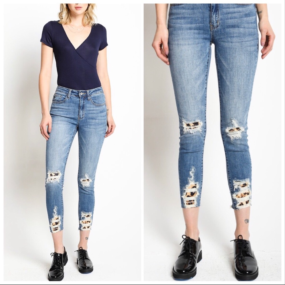 Ankle Leopard Patch Skinny- Jeans - Picture 2 of 2
